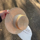 Straw Hat Hand-Woven Flat Straw Hat Women's Spring and Summer Top Hat
