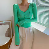 Beth Dutton Outfits Pure Desire Style T-shirt Female Short V-neck Skinny Slimming Solid Color Long Sleeve Bottoming Shirt