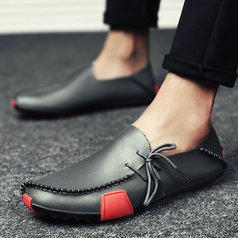 Loafers for Men Loafers Men's Two-Layer Cowhide Lace-up Fashion Shoes