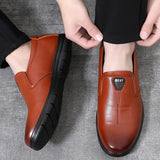 Loafers for Men Leather Shoes Men Autumn Genuine Leather Male Business Formal Wear Middle-Aged Dad Shoes Casual Men's Shoes