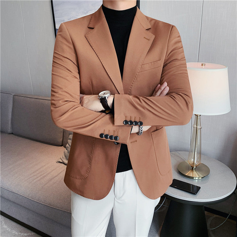Seersucker Suit Suit Jacket Handsome Double Slit Two Button Suit Jacket