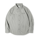 Work Shirts Vintage Letter Print Light Gray Shirt