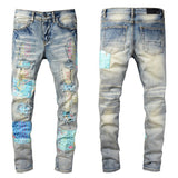 Amiri Trousers New US Amiri Leisure Washed-out Splash Ink Painted Slim Jeans Men