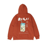 Man Fall Winter Outfis Winter Printed Hooded Fleece Lined Sweater Loose Pullover Coat