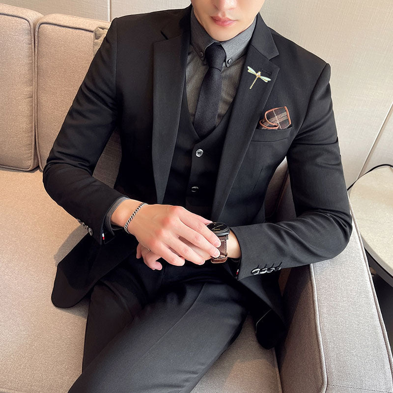 Seersucker Suit Three-Piece Suit for Men