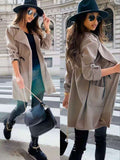 Beth Dutton Outfits Fall Winter Fashion Lapel Long Sleeve Drawstring Trench Coat Coat Top