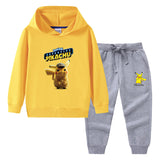 Children Pokemon Pikachu Hoodie & Pant Set Hooded Sweater Trousers Two-Piece Baby Cotton Sweater Set