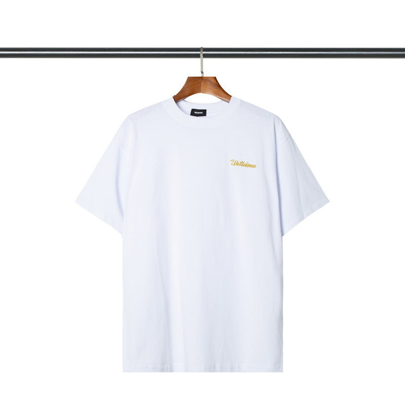 We11done T Shirt Embroidered Letters in Stock Loose Men's and Women's Short Sleeve Cotton