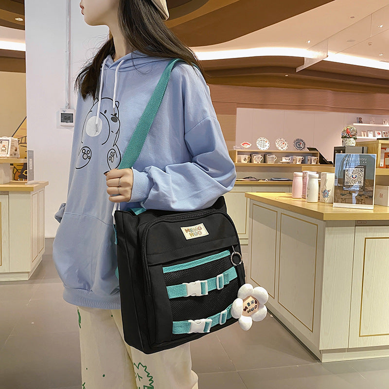 The Teacher Tote Crossbody Canvas Bag All-Match Shoulder Bag Student Class Large-Capacity Crossbody Bag
