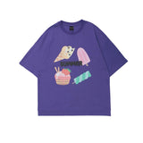 Men's T Shirt Summer Casual Tops Cartoon Candy Printed Short Sleeve T-shirt Men's round Neck Half Sleeve Street Fashion Loose Half Sleeve