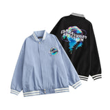 Letterman Jacket Outfit Senior Jackets Varsity Baseball Coat Printed Jacket Coat Loose Lapel Baseball Uniform
