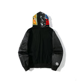 Shark Print Hoodie Digital Pixels Camouflage Color Matching Cap Jacket Sleeve Sweater Hooded Zipper Cardigan Outerwear