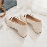 Nude Chunky Heel Mary Jane Shoes