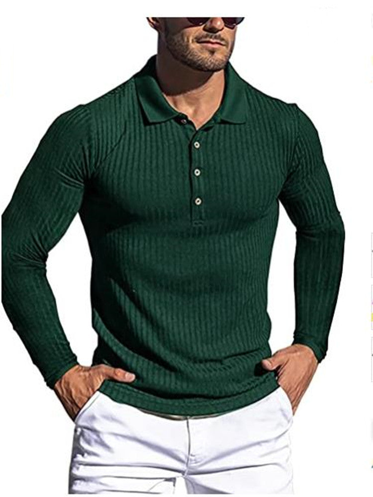 Polo Shirts Men's Sports Autumn High Elastic Long Sleeve Polo Shirt
