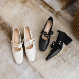 Nude Wide Fit Block Heels Mary Jane Shoes