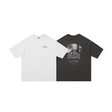 Men T Shirt Summer Casual Tops Men's Clothes Summer Wear Vintage Men's round Neck Short Sleeve Casual Black and White Street Figure T-shirt