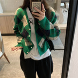 Preppy Aesthetic Outfits V-neck Knitted Cardigan Women's Loose Autumn and Winter Vintage Sweater Coat