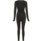 Summer Tight Sexy Cropped Lace-up Solid Color Jumpsuit for Women