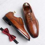 Indo Western Shoes Square Toe Laces Leather Shoes Men's Derby plus Size Men's Leather Shoes