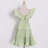 Homecoming Dresses Spring Fashion High Waist V-neck Flying Sleeves Ruffled Dress