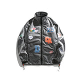 Blackair Jacket Cartoon Letter Transparent Stand Collar Jacket