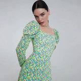 Nina Parker Dresses Long Sleeve Slit Dress Sweet Floral Dress