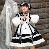 Gothic Lolita Harajuku Style Clothing Lolita Dress Panda Bun Shop Op Cute Staff Clothing Long Sleeve Dress