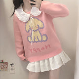 Pastel Gothic Lolita Harajuku Style Clothing Preppy Style Happy Puppy Long Sleeve Sweater