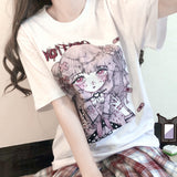 Gothic Lolita Harajuku Style Clothing Adhesive Bandage Girl Short Sleeve Printed T-shirt Women