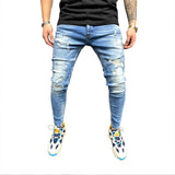 Stacking Jeans Slim Trouser Skinny Jean Men's Ripped Skinny Stretch Feet Pants Jeans Men
