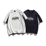 Man Summer T Shirt Contrast Colors False-Two-Piece Half Sleeve