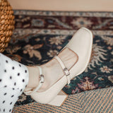 Nude Chunky Heel Mary Jane Shoes