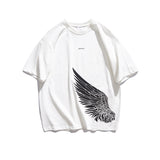 Men Tshirts Summer Trendy Half Sleeve T-shirt Personality Wings Printing Loose Street Short Sleeve Men