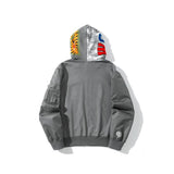 Shark Print Hoodie Digital Pixels Camouflage Color Matching Cap Jacket Sleeve Sweater Hooded Zipper Cardigan Outerwear
