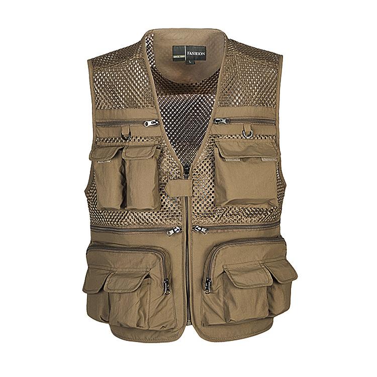 Men Utility Vest Work Zipper Tactical Work Vest Slim Pocket Jacket Summer Vest Mountaineering Quick-Dry Casual Multi-Pocket