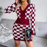 Sweater Dress Outfit With tights 2 Piece Set Knitted Dress