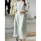 Kim Kardashian Marilyn Monroe Dress Summer French Gentle Square Collar Dress