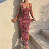 Nina Parker Dresses Sexy Temperament Leopard Print Backless Suspender Dress