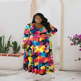 Nina Parker Dresses plus Size Printed Waist-Controlled Elegant Sexy Dress Long Dress