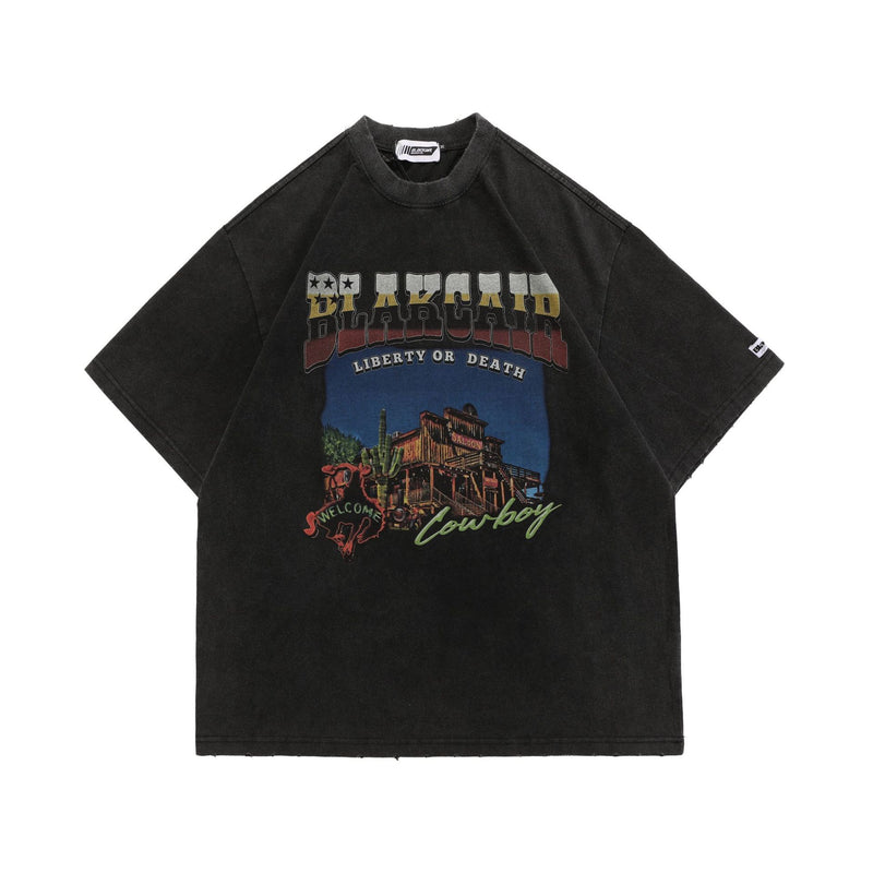 Blackair T Shirt Blackair Retro Hip Hop Loose Printed Black T-shirt