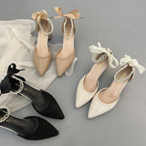 Nude Pumps Block Heel French Style High Heels Women's Chunky Heel Sandals