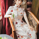 Women cottagecore Dress Retro Short Sleeve Embroidery Summer