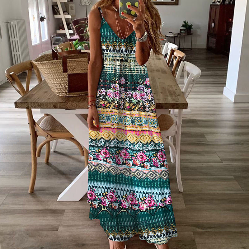 Women Bohemian Dress Strap Dress