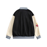 Letterman Jacket Outfit Senior Jackets Varsity Baseball Coat Cartoon Color Contrast Patchwork Baseball Uniform Men