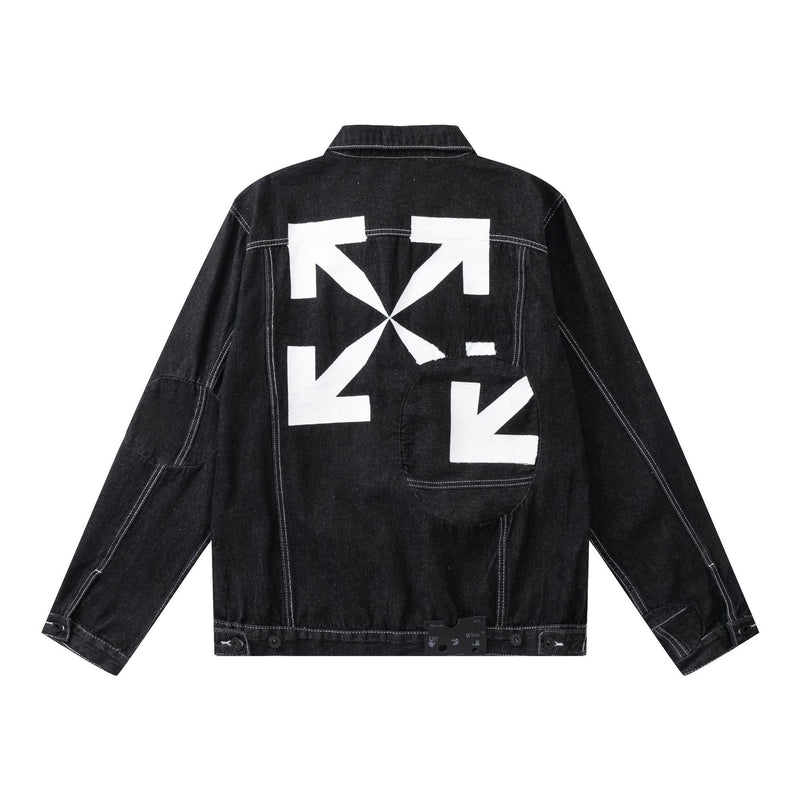 Off White Winter Coat Autumn and Winter Off Arrow Pattern Casual Denim Jacket