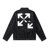Off White Winter Coat Autumn and Winter Off Arrow Pattern Casual Denim Jacket