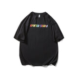 Men's T-shirt Fashion Brand Fun Color Printed Short-Sleeved T-shirt Men's Summer Loose Top Half Sleeve All-Matching