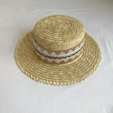 Straw Hat Flat Straw Hat Women's Lace Sun Hat