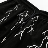 Men Shorts Lightning Embroidery Pattern Sweatpants