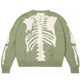 Skeleton Hoodie Skeleton Knitwear Men's Street Loose round Neck Sweater Pullover